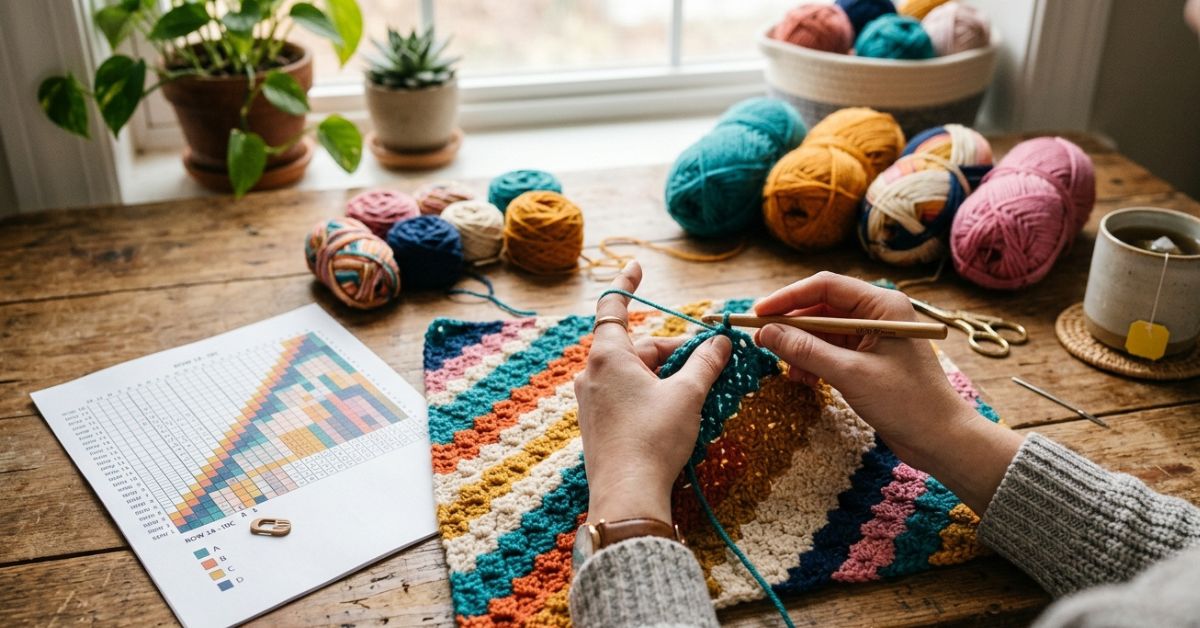 C2c tutorial crochet discover how to read graphs and increase or decrease your stitches