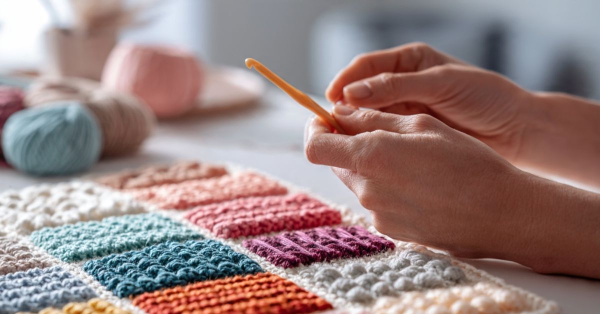 Crochet stitches chart with pictures visualize every movement with clear photo examples