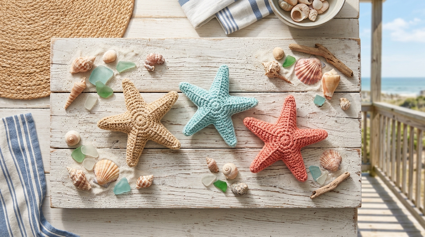 Crochet starfish tutorial: ocean-themed beach decorations and plushies made in minutes