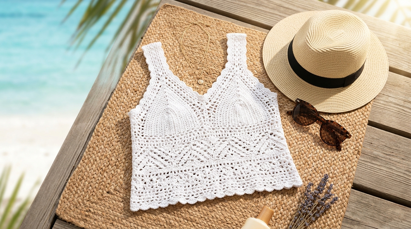 Crochet tank top tutorial: stylish summer lace shirt pattern that fits your body perfectly