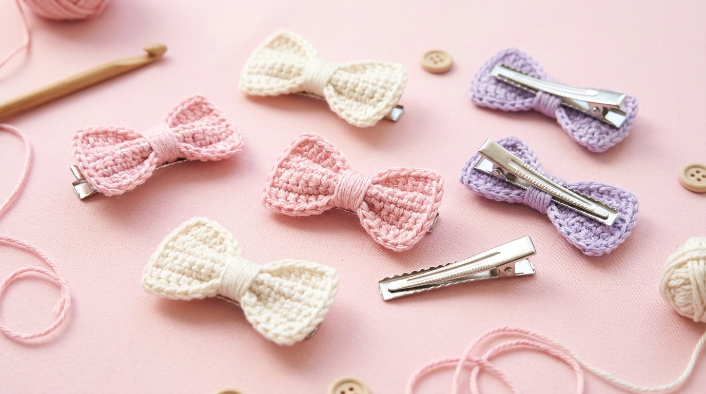 Crochet bow tutorial: quick and easy pattern to create cute hair clips and embellishments