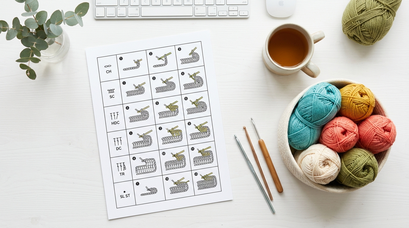 Crochet stitches cheat sheet: a quick reference guide to abbreviations and symbols now