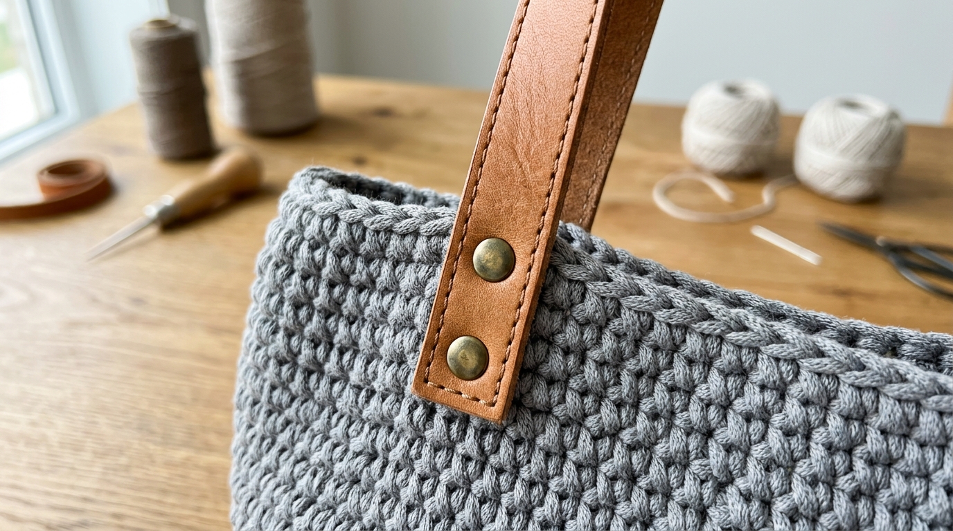 Crochet handbag tutorial: how to attach sturdy leather handles to your stitched creation