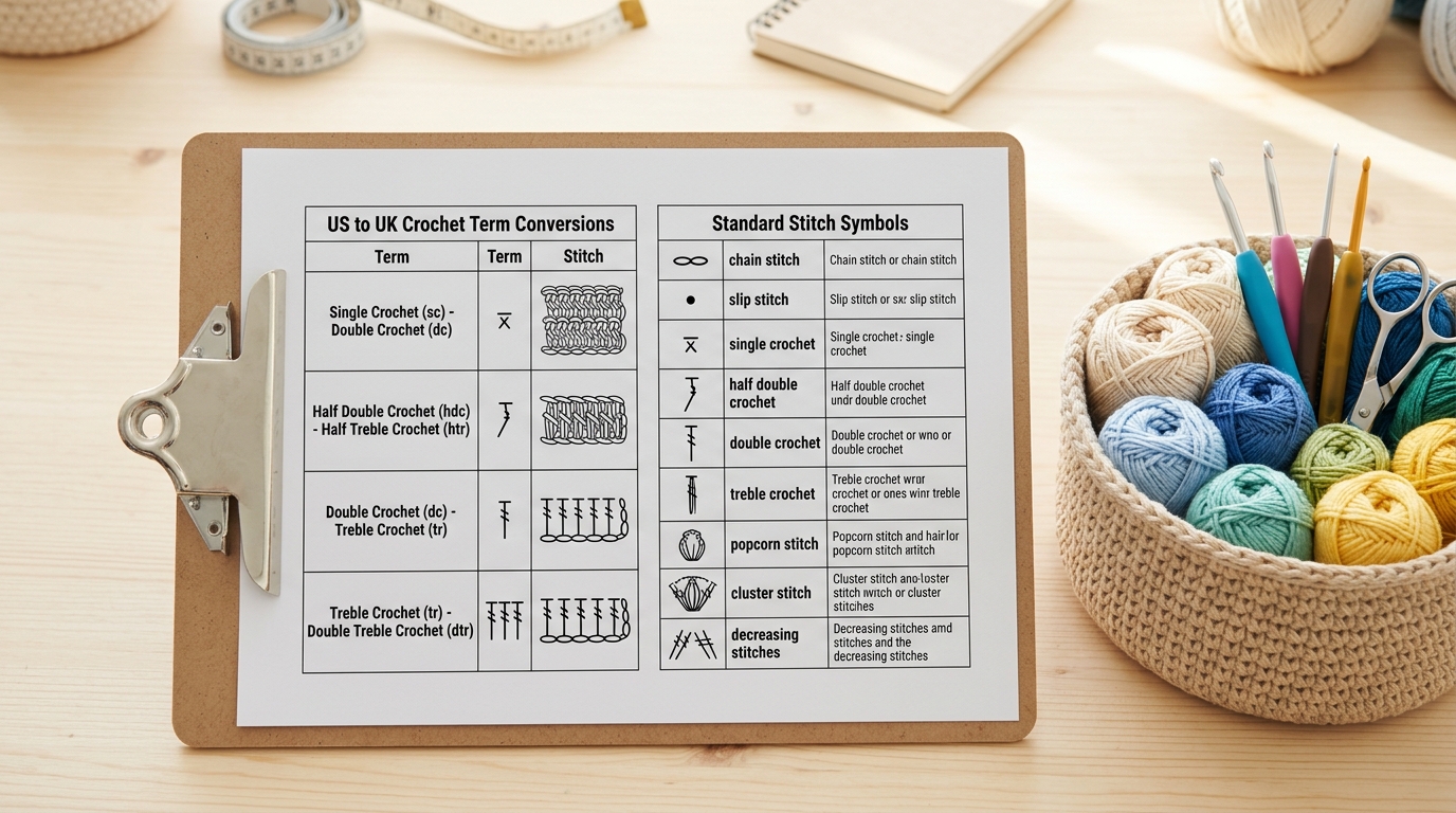 Crochet cheat sheet: standard stitch symbols and conversions you need to print out now